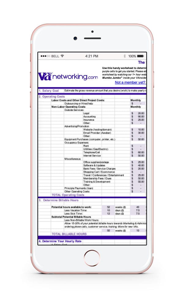 Virtual Assistant Pricing Worksheet